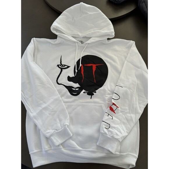 Bioworld IT Chapter 2 Enlarged Pennywise Face Adult LOVER Hoodie white M Gift - Picture 3 of 8